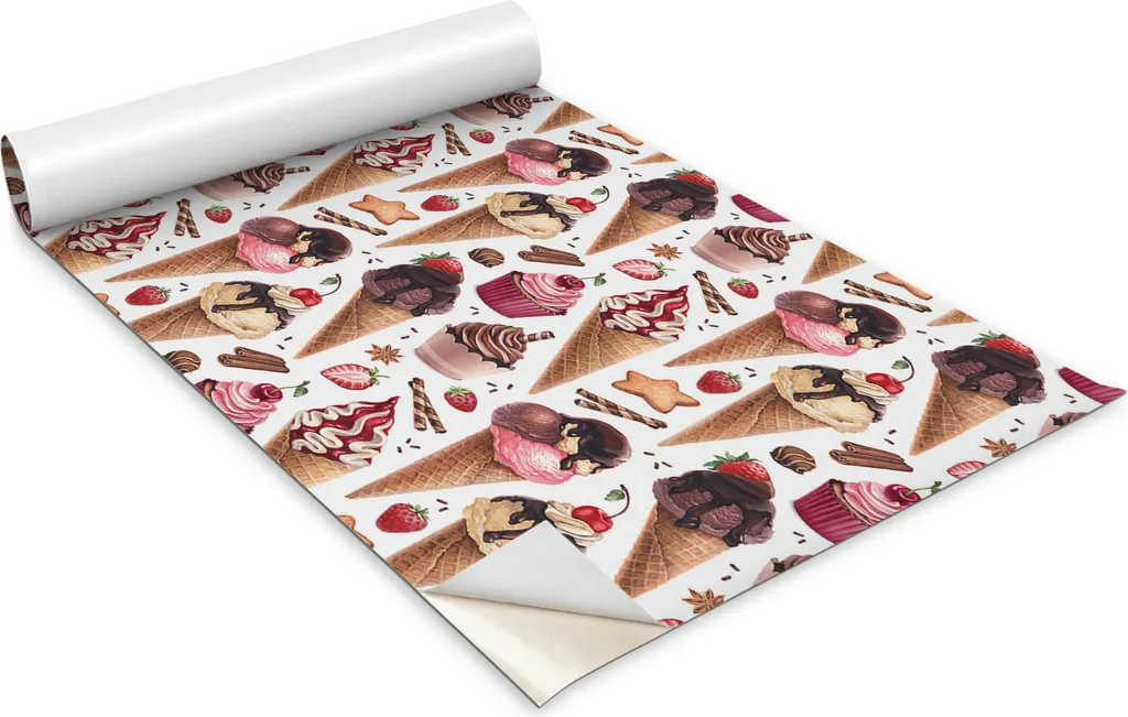 Pellicola Adesiva Mobili 100x50 cm Decorativa Gelati e Dolci