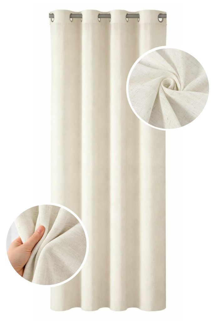 MEBLE ODNOWA, Vorhang aus Leinenoptik, mit Ösen, Beige, Produktbild 