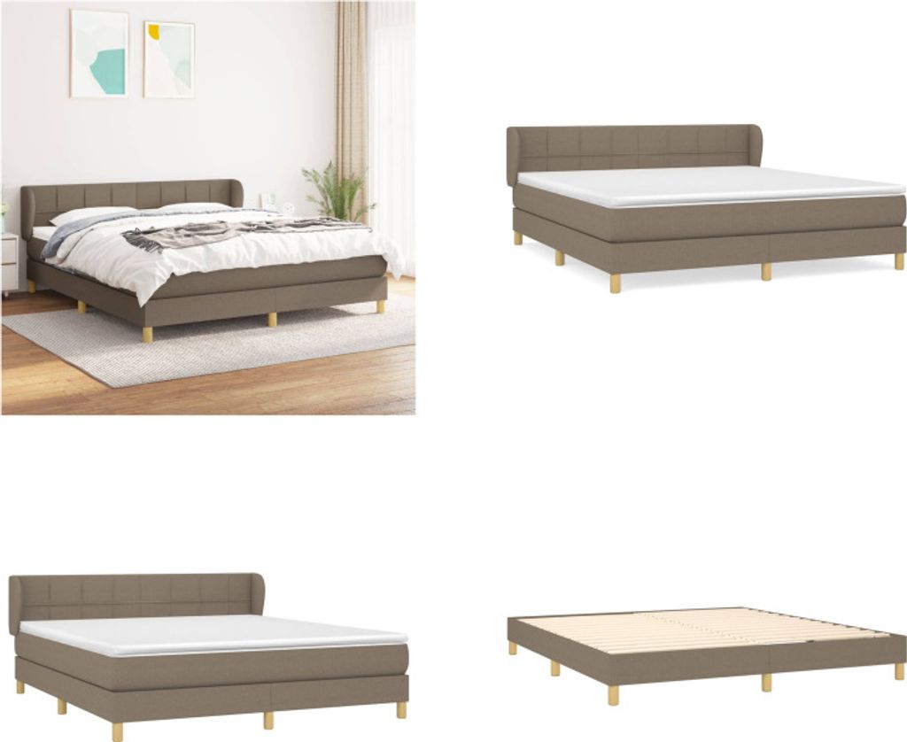 vidaXL Boxspringbett mit Matratze Taupe 180x200 cm Stoff - Boxspringbett - Boxspringbetten - Bett - Schlafzimmermöbel