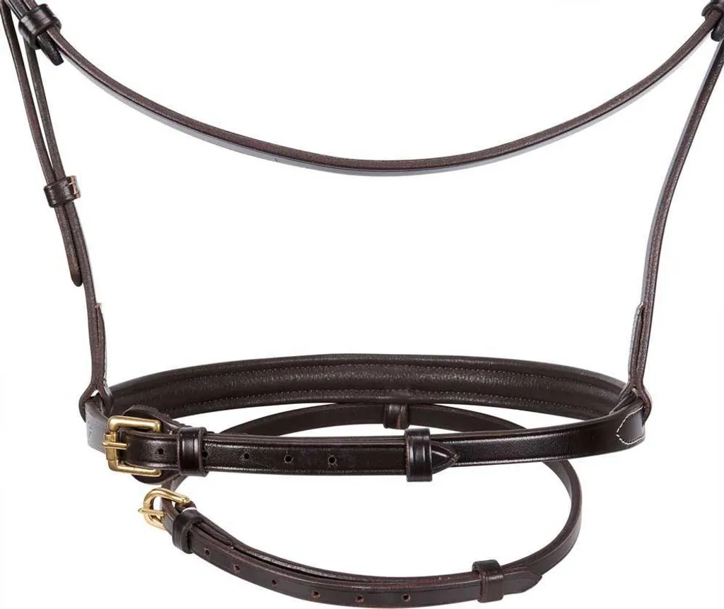 Filet Equestro Brass avec Boucles Dorées Cuir Marron Extra Full