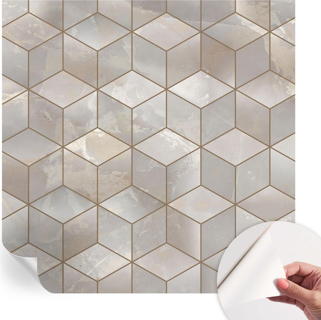 Selbstklebende Wandtapete - Dekorative Tapete für Wohnzimmer - Klebefolie für Wandbilder - Tapetenfolie für Wanddekoration - 250x250 cm - Geomet...