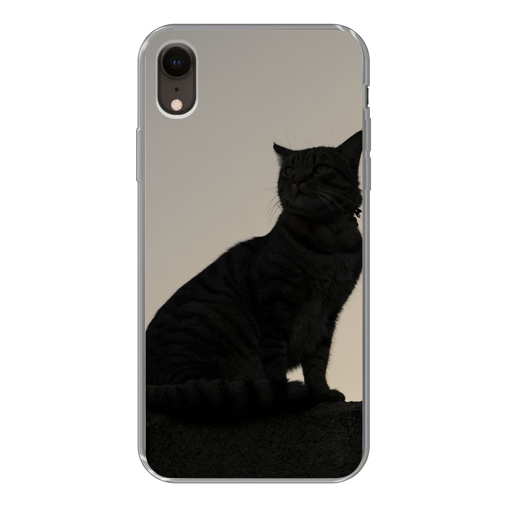 MuchoWow Handyhülle Schutzhülle Hülle für iPhone XR Katze - Dunkelheit - Zaun Silikon Softcase Handy Hülle - Schutzdeckel