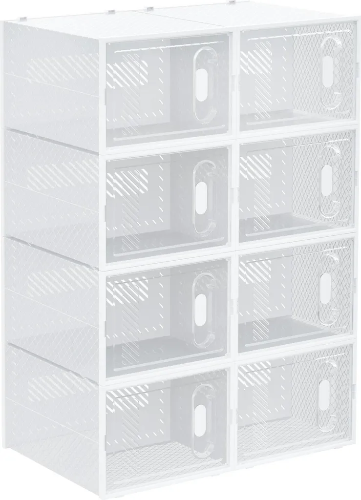 Organisateur de Chaussures pour Armoire - 8 Boîtes Blanches 28x36x21 cm