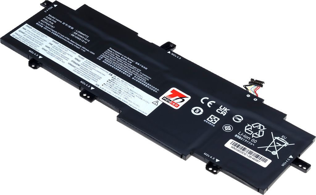 T6 Power Akku für Lenovo Laptop, Teilenummer 5B10W13976, Li-Poly, 15,36 V, 3711 mAh (57 Wh), schwarz