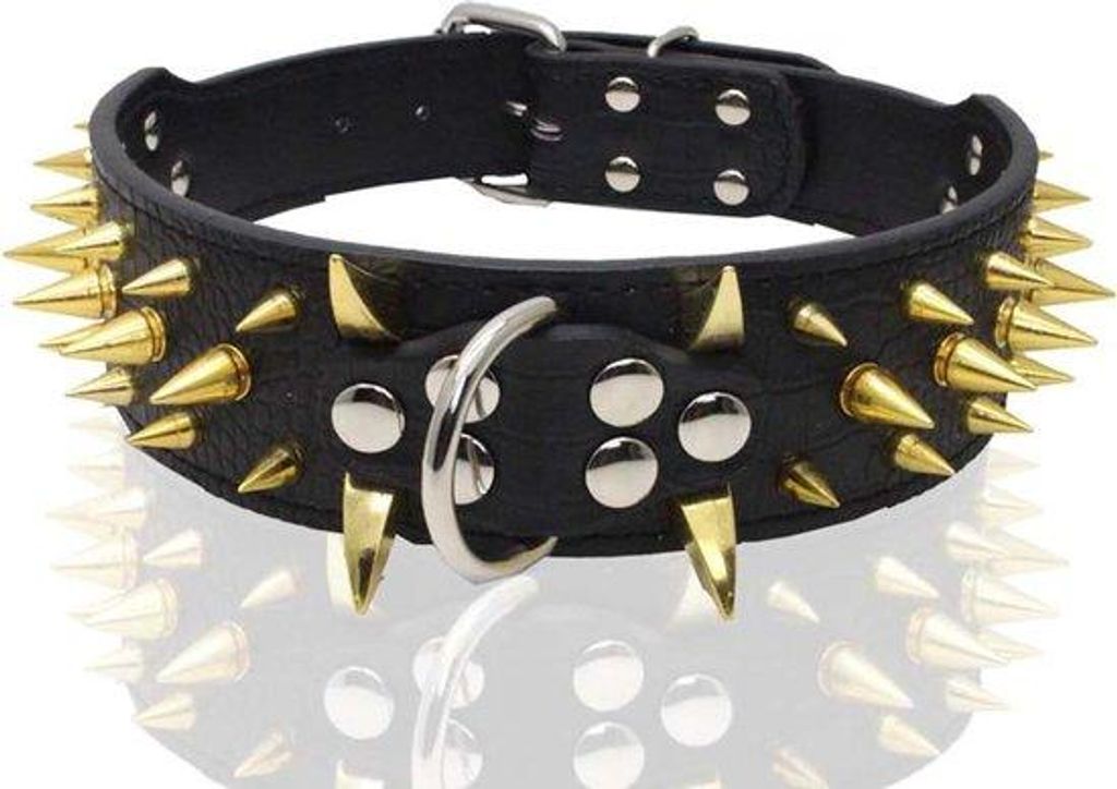 Halsband für Hunde mit Stacheln - 65 cm breit - verstellbares Halsband für mittelgroße und große Hunde - qualitative Materialien