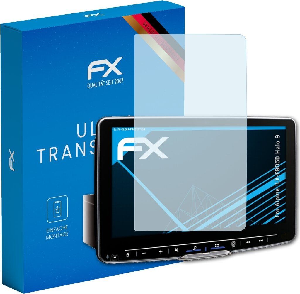 atFoliX FX-Clear 2x Schutzfolie kompatibel mit Alpine iLX-F905D (Halo 9) Displayschutzfolie