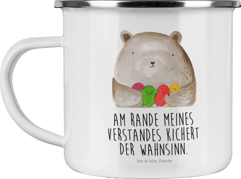 Mr. & Mrs. Panda Haferl Bär Gefühl - Weiß - Geschenk, Teddy, Teetasse, becher emaille, Tasse, Durchgedreht, Pott, Verrückt, Blechtasse, Wahnsinn