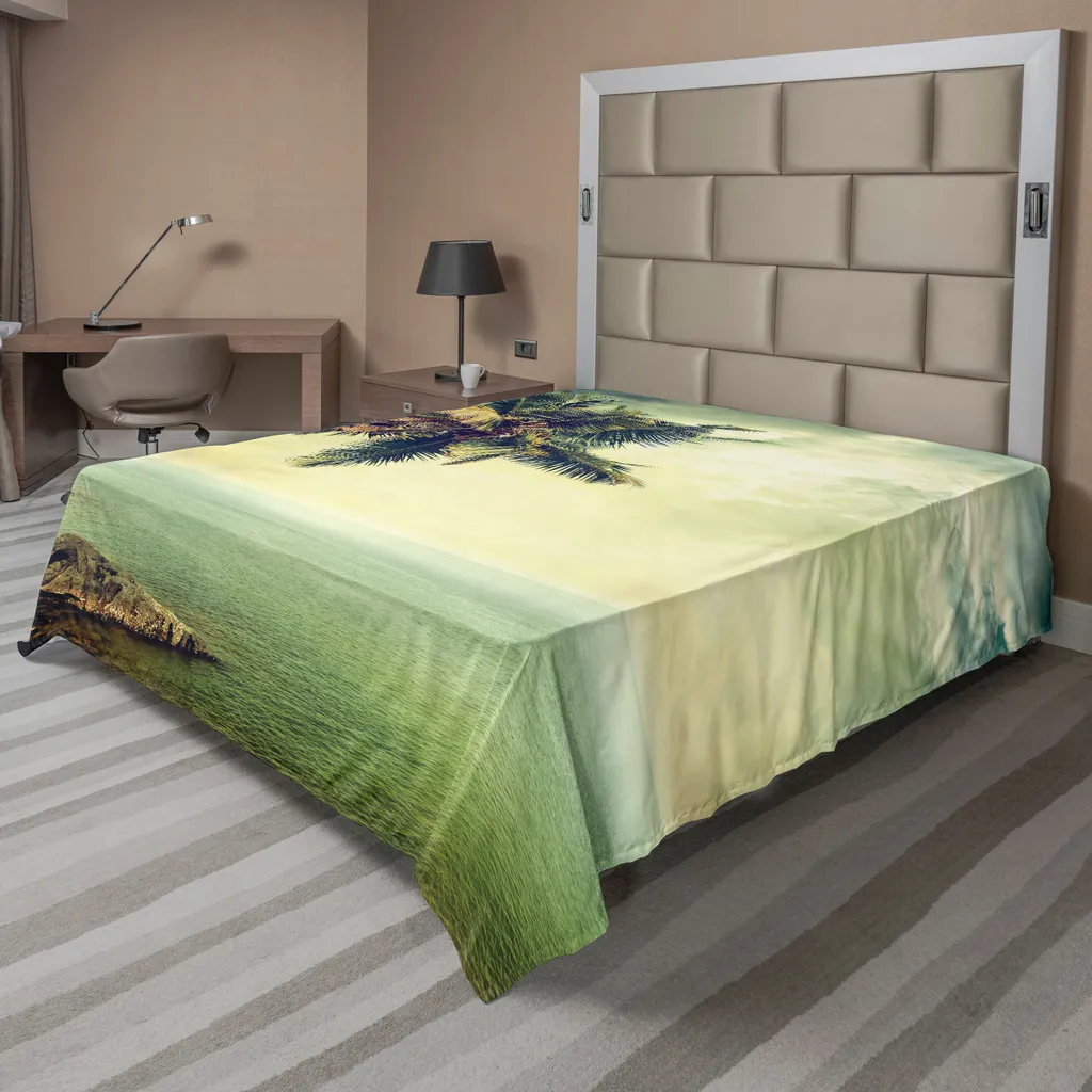 Drap de lit confortable en microfibre 266x260 cm motif voyage Caraïbes