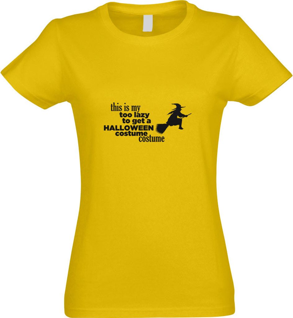 Kiwistar - T-Shirt tailliert - Damen - gelb - This is My Too Lazy Costume - mit Motiv Bedruckt - Funshirt Design - Sport - Freizeit - Damen - M