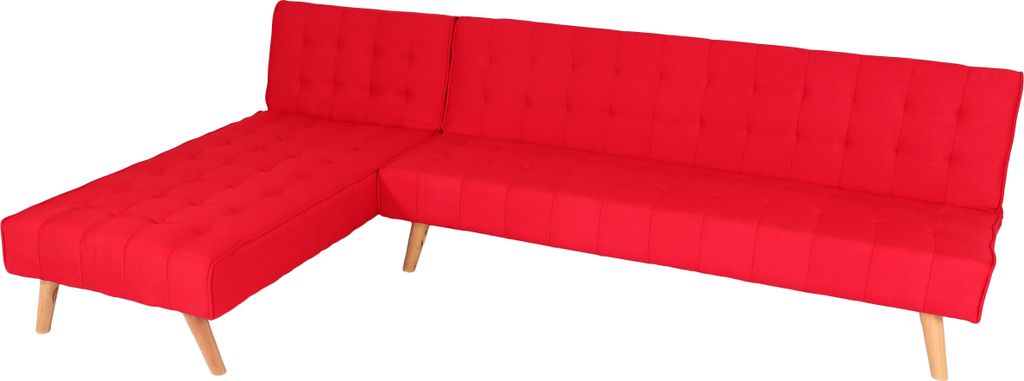 Ecksofa HWC-K38, Sofa Klappsofa, Liegefläche links/rechts, Stoff/Textil Massivholz MVG 256cm rot
