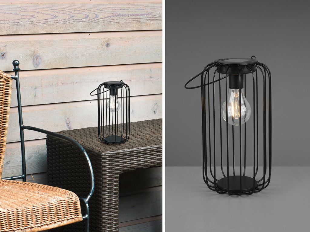 LED Solar Tischleuchte zum hängen Gitter Schwarz Ø13cm Höhe 26cm - R55316132