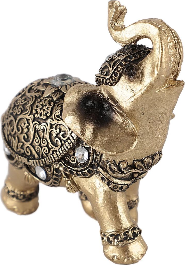 Elephant Statue Gold Good Luck Wealth Resin Elephant Sculpture for TV Cabinet Entryway Home Decoration S