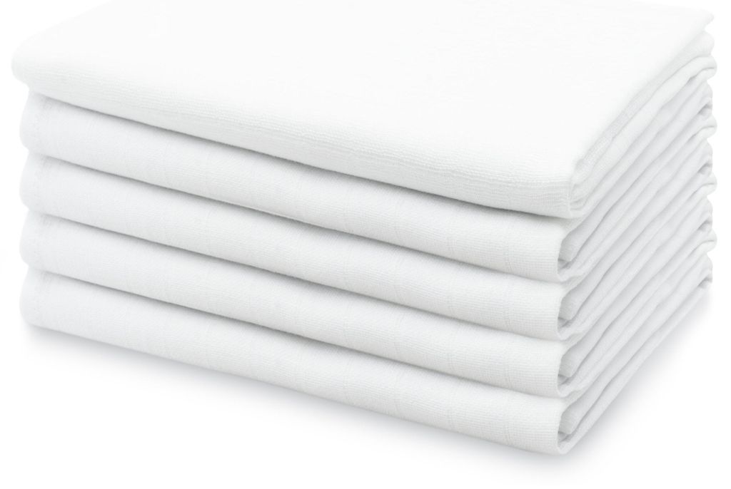 5er Set Spucktücher, 100% Baumwolle, 120x120 cm, weiß Produktbild 