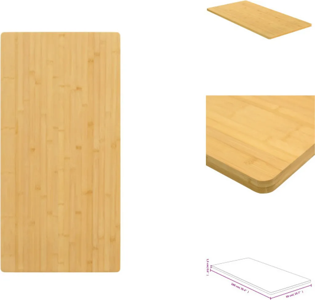 vidaXL Piano da tavolo 50x100x1,5 cm in bambù - Piani da tavolo