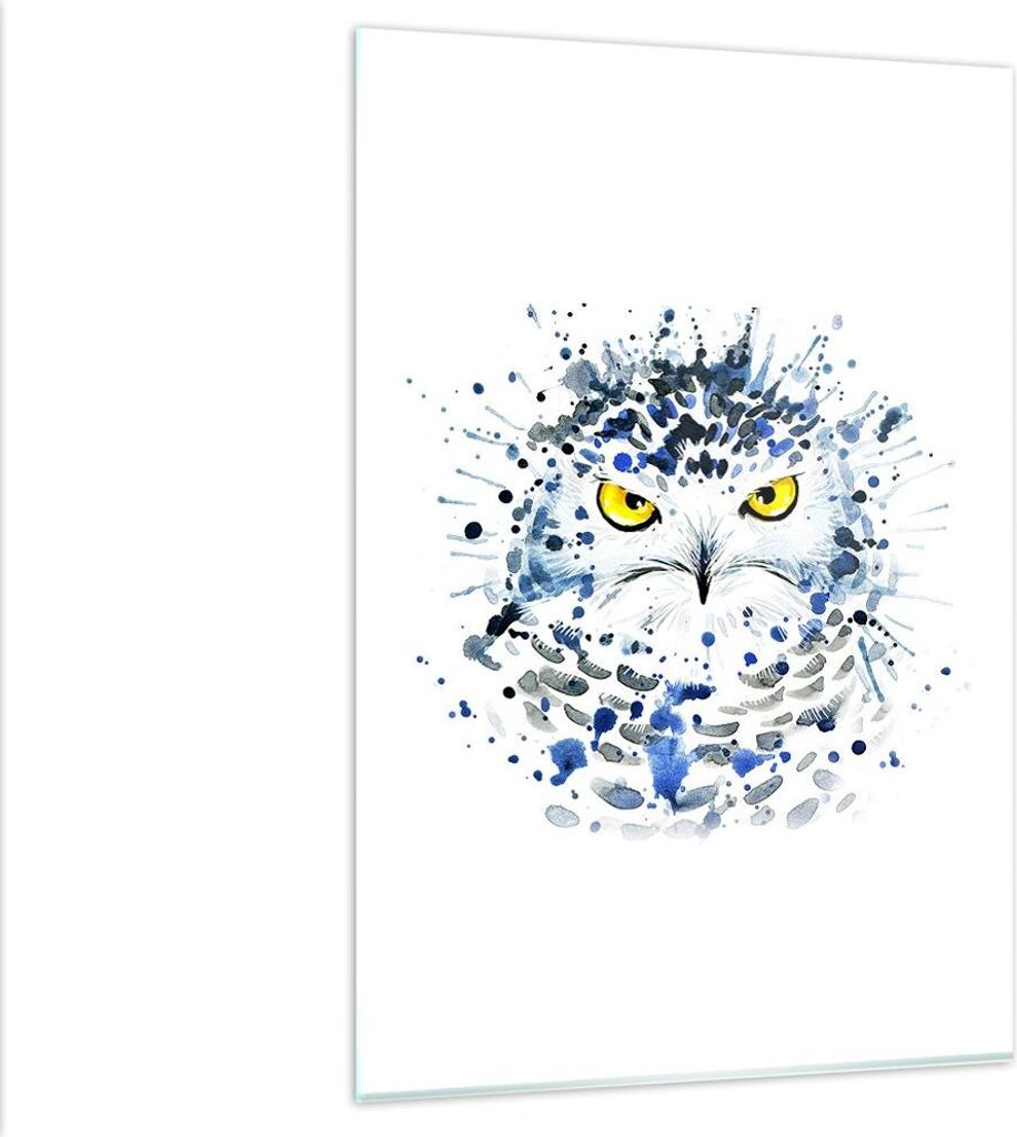 Bilder auf glas - Einteilig - Mode Design Eule Aquarell - 80x120cm - Glasbilder - Wandbilder - Bilder - Wanddekoration aus Glas - Glas Bilder - Wan...
