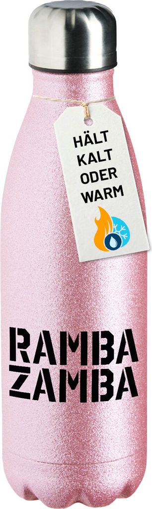 Huuraa Trinkflasche Rambazamba Schriftzug 500ml Pink Edelstahl Wasserflasche Trinkflasche Geschenkidee