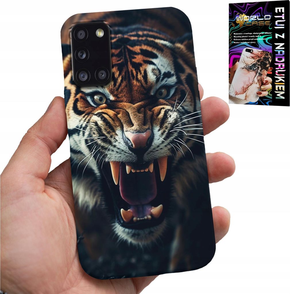 Etui Für Samsung Galaxy A31 - Tiger Löwe Safari Tier Rücken Designs