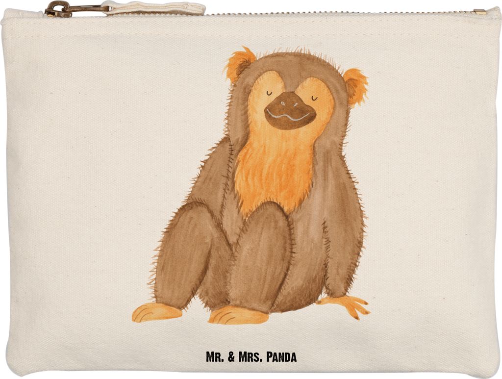 Mr. & Mrs. Panda Kosmetiktasche Affe Grösse XL Große - Weiß - Geschenk, Respekt, Wildtiere, Waschtasche, Selbstachtung, Kulturtasche, Affen, Sel...