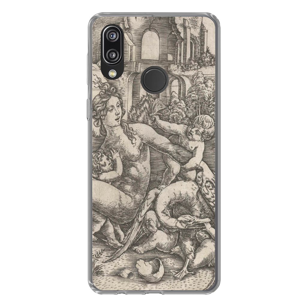 MuchoWow Handyhülle Schutzhülle Hülle für Huawei P20 Lite (2020) Leda und der Schwan mit ihren vier Kindern - Gemälde von Meister IB mit dem...