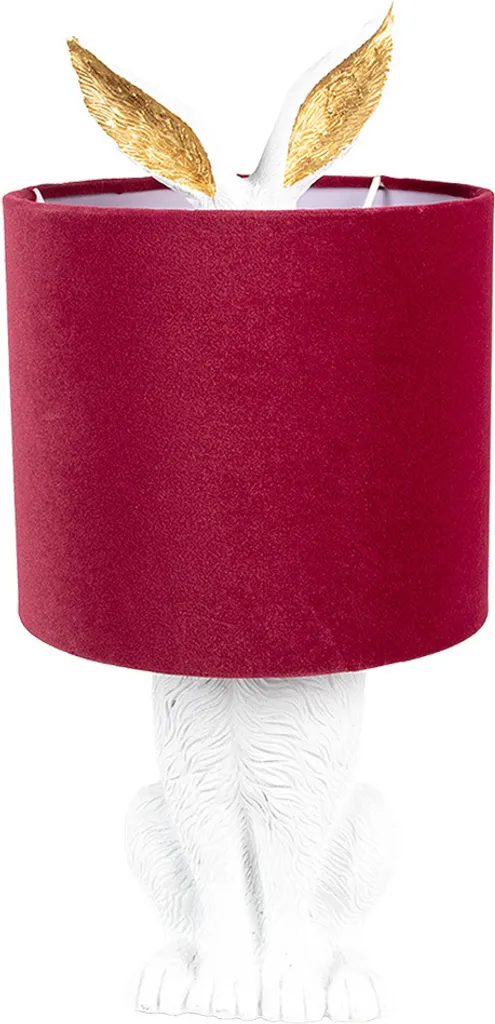 Lampada Coniglio Clayre & Eef Bianco Rosso 43cm | Illuminazione Shabby