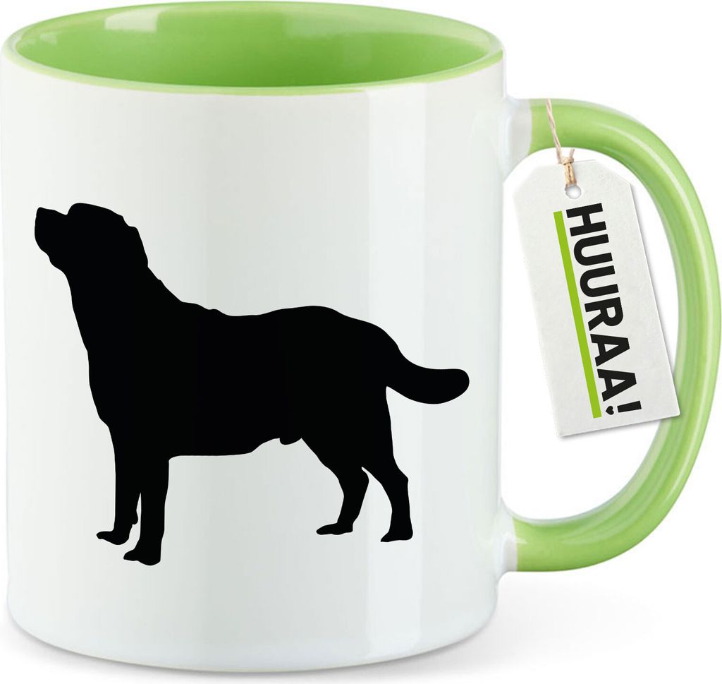 Huuraa Kaffeetasse Labrador Retriever Silhouette 330ml Grün Keramik Kaffeebecher Geschenkidee