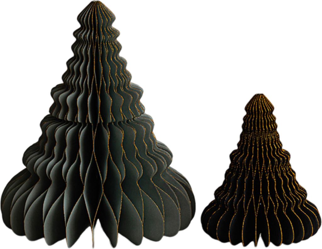 2 Stück Weihnachtsbaumschmuck aus Papier, 3D-Wabenbäume, Tischdekoration, Feiertags- und Heimdekoration für Partys, Zubehör, Dunkelgrau, 1 Set