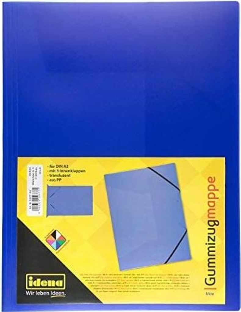 Idena Sammelmappe PP mit Gummizug transluzent blau DIN A3