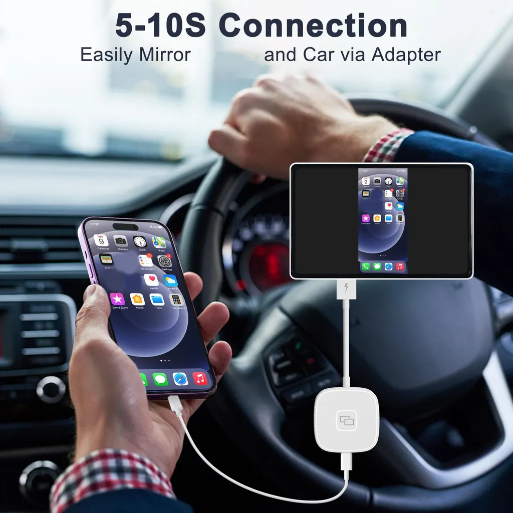 Adaptateur CarPlay pour Mirroring iOS Filaire sur Écran Voiture Square