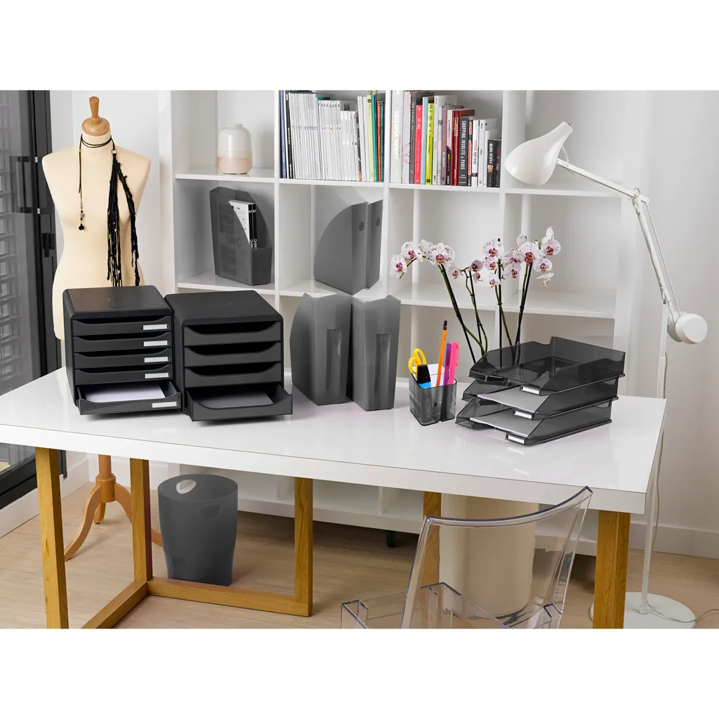 Set de 10 Pots à Crayons Pen-Cube Gris Anthracite Stable et Robuste - 4