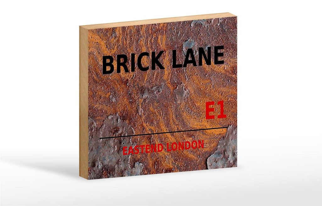 Holzschild London 18x12 cm Street Brick Lane E1