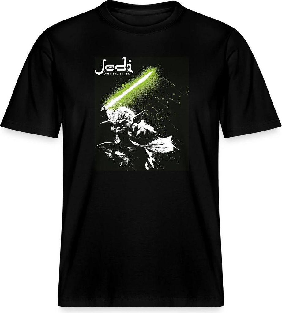 Star Wars Meister Yoda Mit Grünem Lichtschwert Relaxed Fit Uni T-Shirt, M, Schwarz