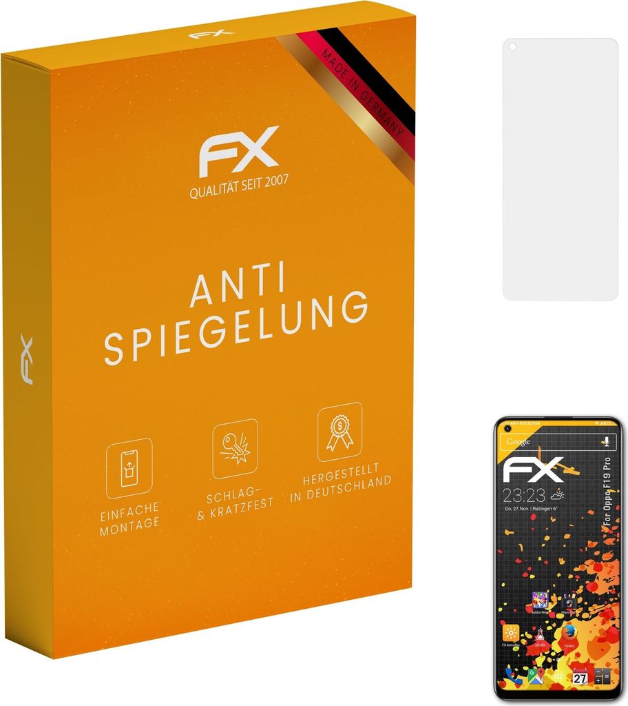 atFoliX FX-Antireflex 3x Schutzfolie kompatibel mit Oppo F19 Pro Displayfolie