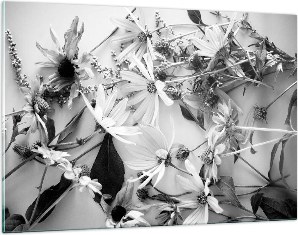 Bilder auf glas - Einteilig - Blumen Schwarzweiß Fotografie - 120x80cm - Glasbilder - Wandbilder - Bilder - Wanddekoration aus Glas - Glas Bilder ...