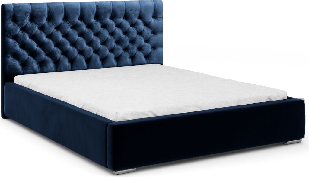 FEDVE Polsterbett Doppelbett Pilton Bett Bettkästen 180x200cm Marineblau (Magic Velvet 2216)