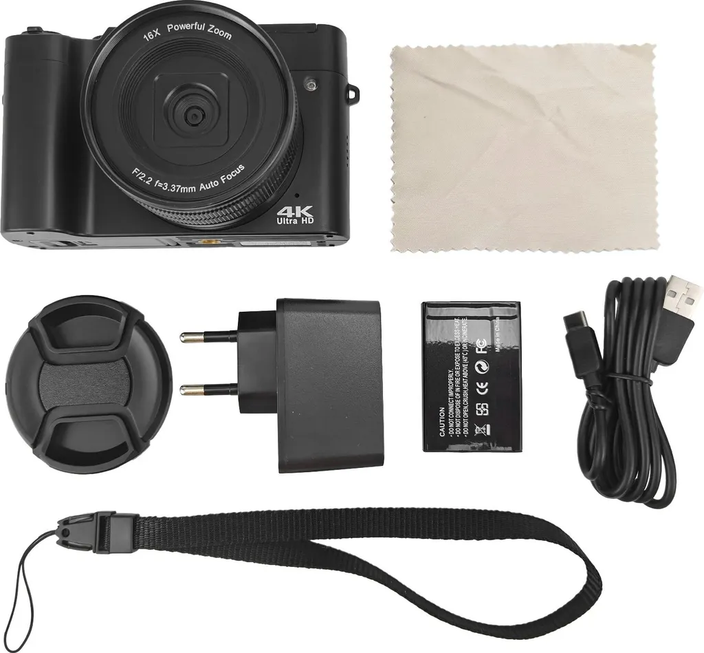 Caméscope numérique 4K tactile INF DC218T à double objectif noir mat - 7