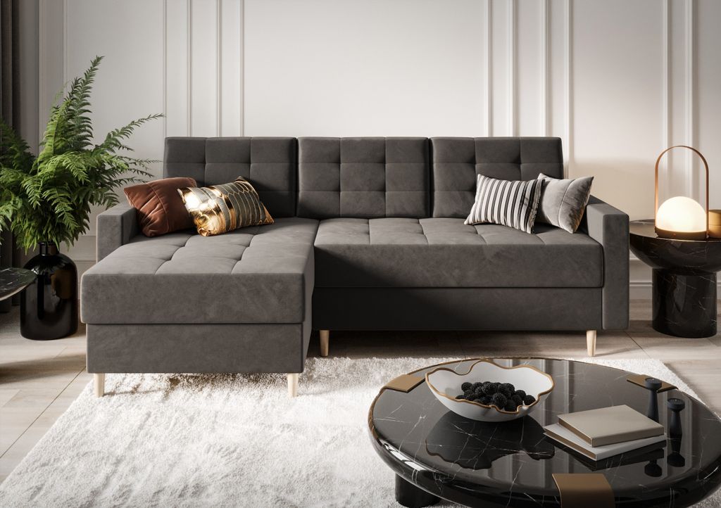 Ecksofa 224x144 Kronos 15 Grau Bari RN01 Links