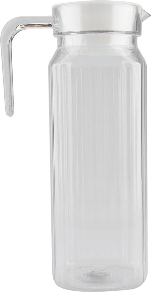 1100 ml transparente Saftflasche aus Acryl mit gestreiftem Wasser, eiskaltem Krug mit Deckel für die Bar zu Hause