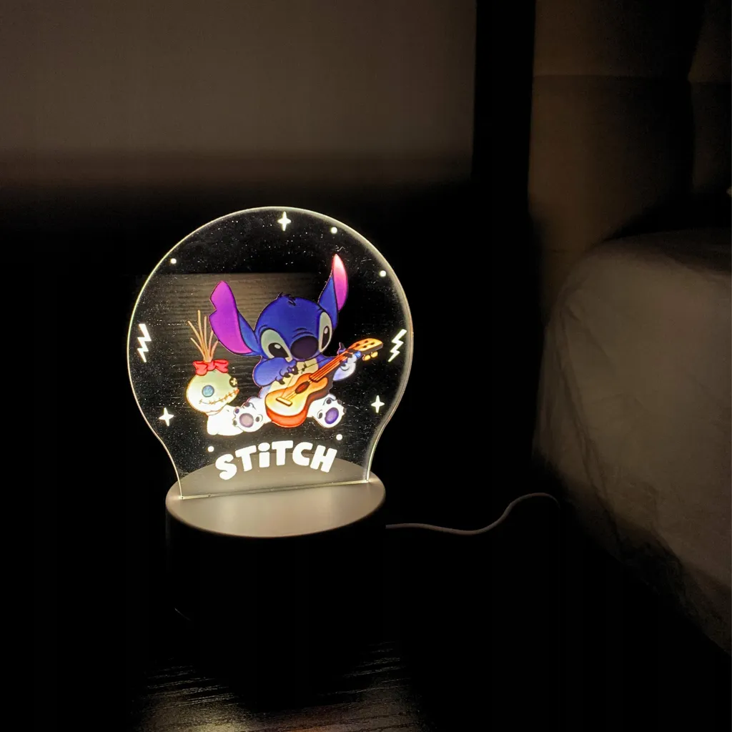 Veilleuse Stitch Guitare LED 3D - Solution Sommeil Enfant Cadeau Noël