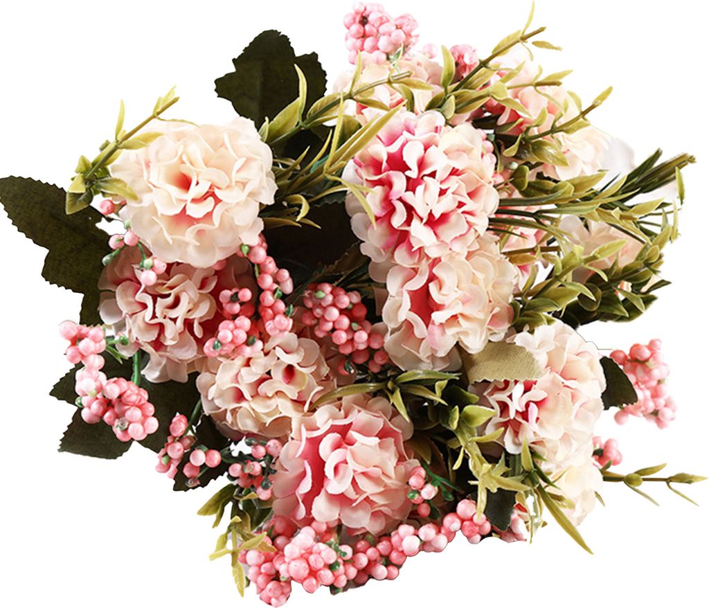 1 Bouquet Künstliche Blume Lebendige Perlenball Chrysantheme Exquisite Fake Fake Blumenstrauß Blumendekor für Zuhause-Pink Rot