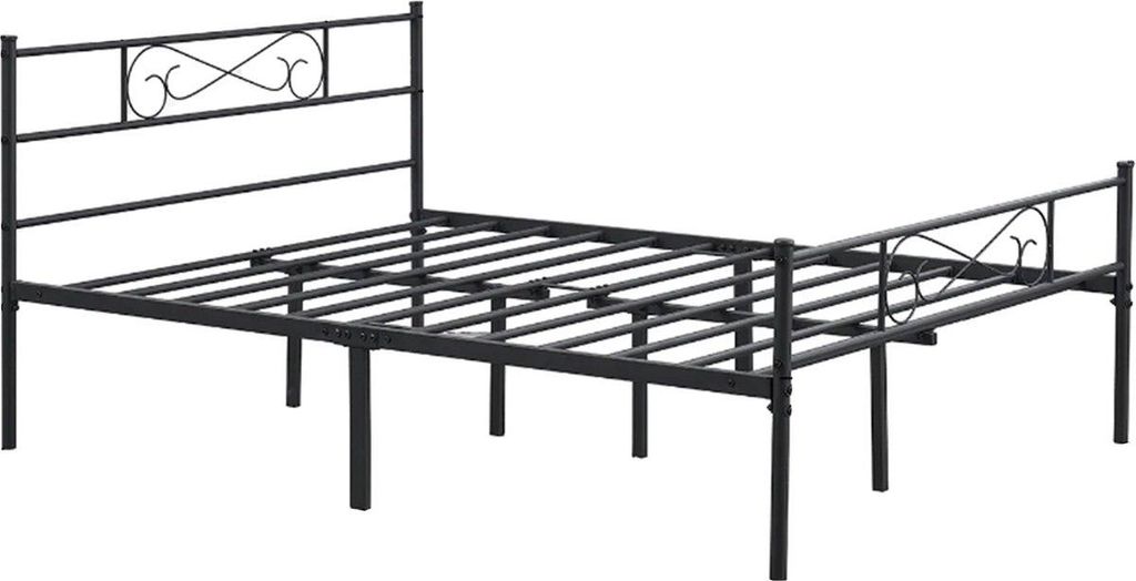 Metallenes Luxus-Bettgestell - 2-Personen-Zwischenbett - 140 x 200 cm - Mit Lattenrost - Schwarz
