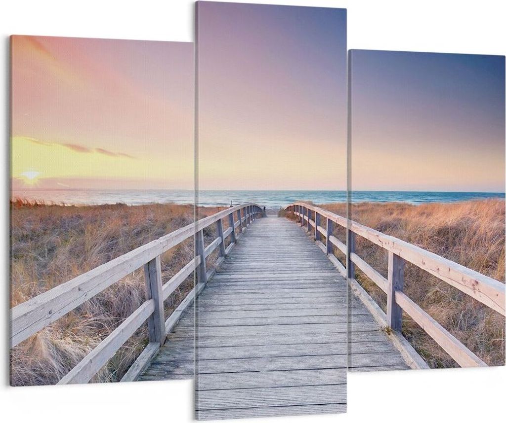 Bild auf Leinwand - Leinwandbild - 3 Teile - Weg Meer Brücke - 130x100cm - Wand Bild - Wanddeko - Wandbilder - Leinwanddruck - Bilder - Wanddekora...
