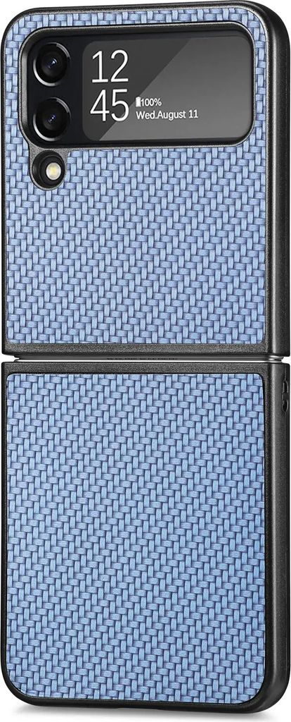 Modische Schutzhülle aus Karbonfaser für Samsung Galaxy Z Flip 4, schlanke Schutzhülle, Farbe:Blau