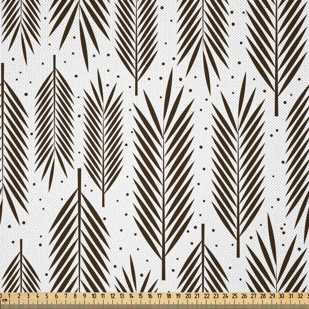 ABAKUHAUS Blatt Satin Stoff als Meterware, Stilisierte Palmblätter mit scharfen Kanten und kleinen Punkten tropischen Dschungel inspiriert, 10 M (...