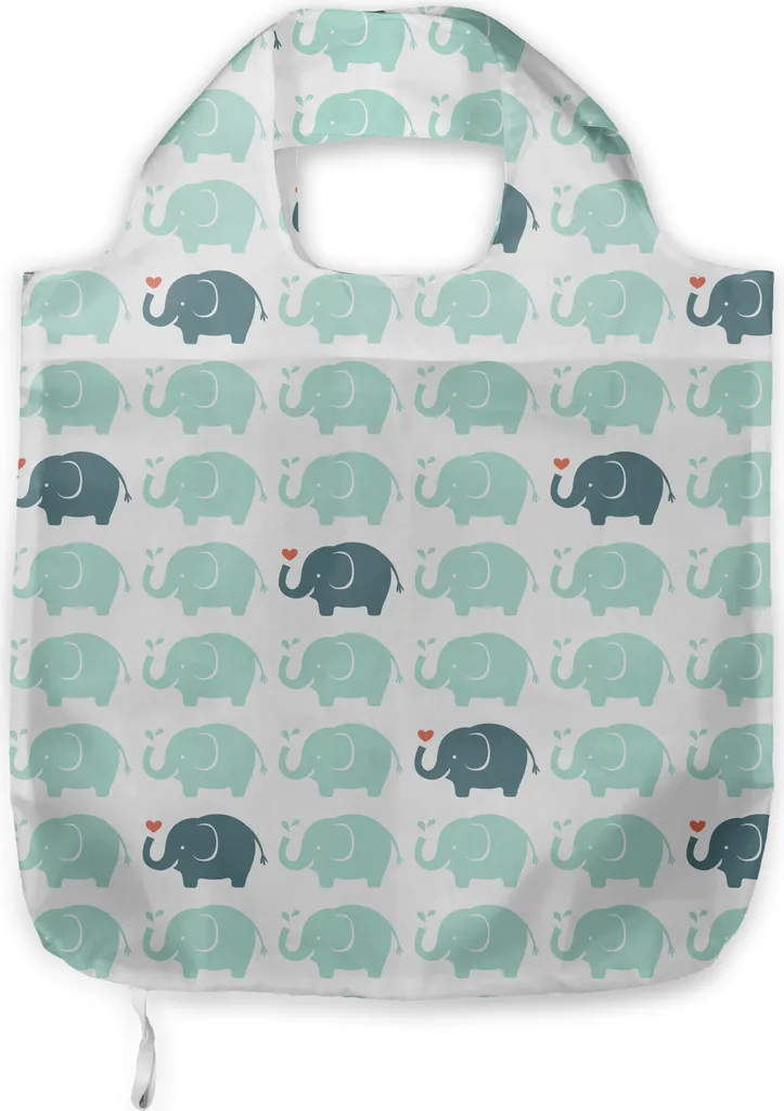 Shopper ABAKUHAUS Elefante Cartoon Verde Acqua - Borsa Urban Style