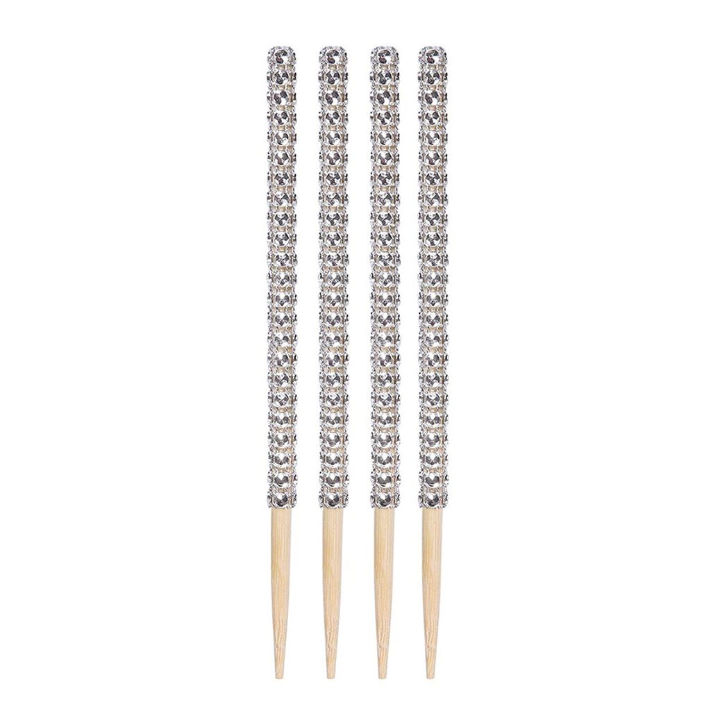 4pcs Äpfel Stick Xmas Thema glänzende dekorative hölzerne Bling Candy Äpfel Obst Bamboo Sticks Festival Lieferungen-Silber