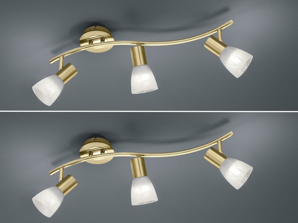 2er SET 3-flammige LED Deckenstrahler Messing, Designklassiker Wohnzimmer & Flur