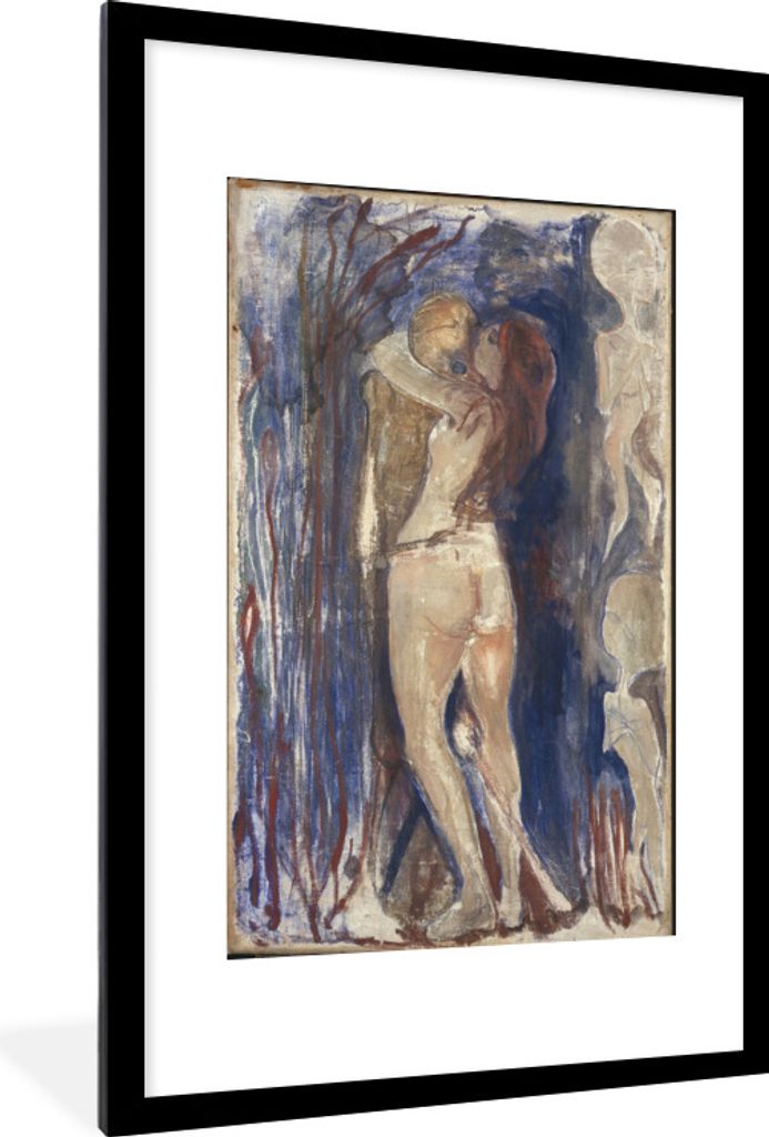 MuchoWow MuchoWow Gerahmtes Poster Tod und Leben - Edvard Munch 60x90 cm - Poster mit zchwarzem Bilderrahmen - Dekoration - Wandposter Wohnzimm...