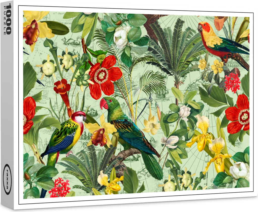 raxxa Premium-Puzzle "Papagein im Bunten Exotischen Vintage Dschungel", 1000 Teile