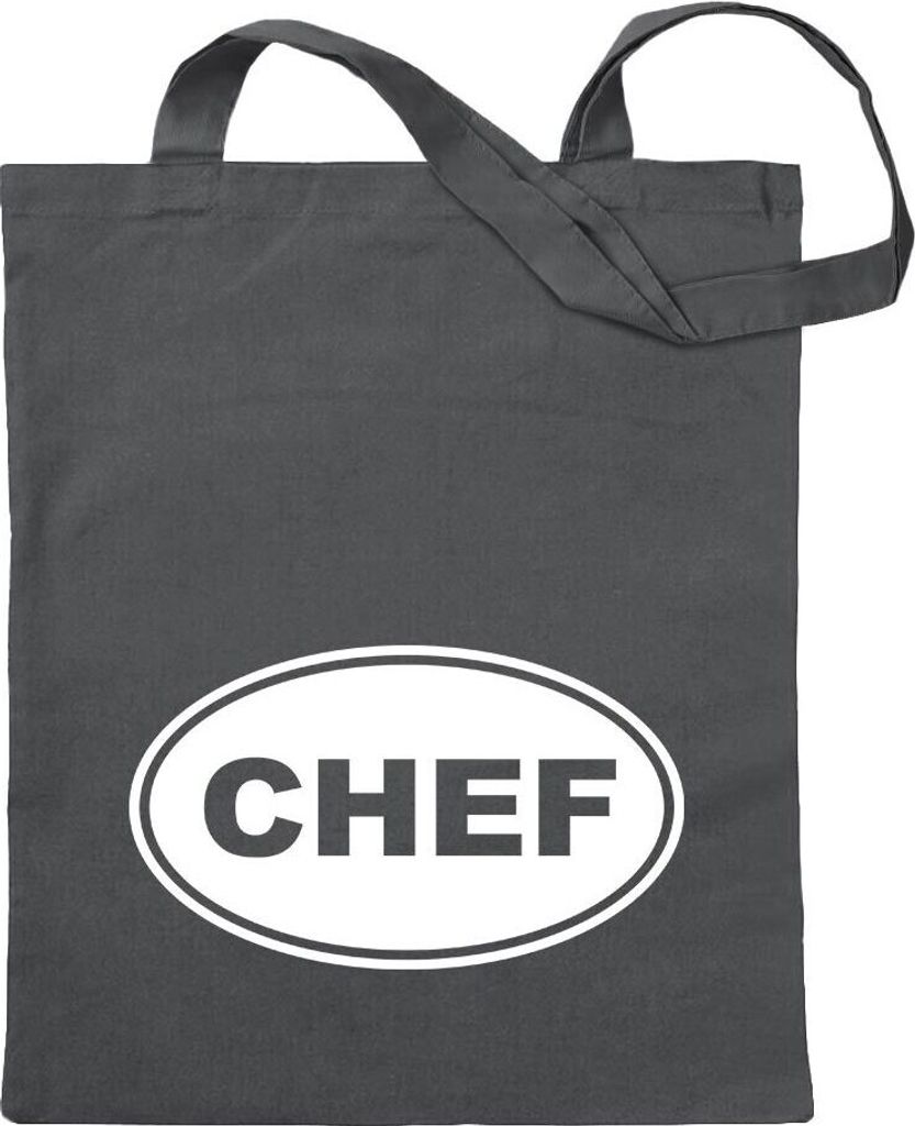 Kiwistar - Baumwolltasche - stahlgrau - Chef - Tragetasche Stoffbeutel Umhängetasche Langer Henkel