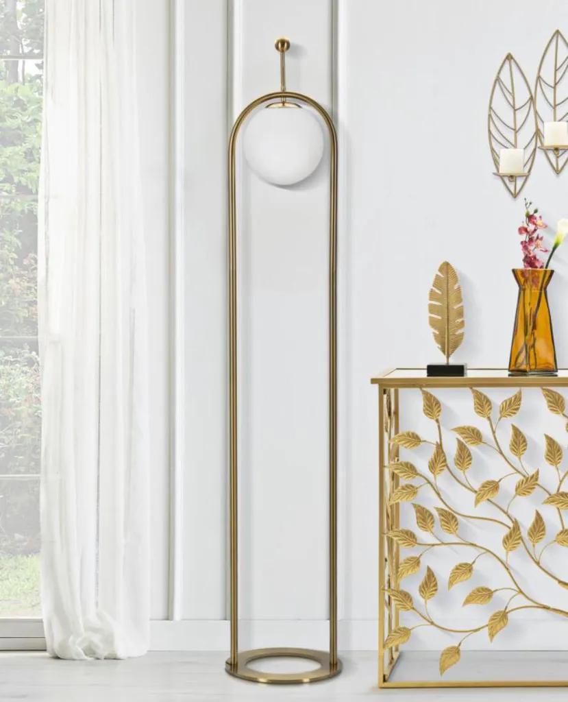 Lampadaire d'angle 168 cm doré blanc : éclairage doux sans reflet - 6